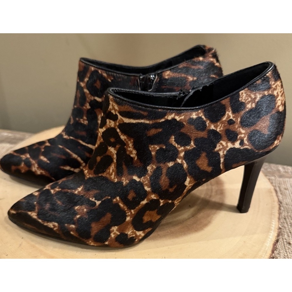 Antonio Melani Women's Calf Hair Leopard Zip Up Bootie Stiletto Sz-8 New 179$